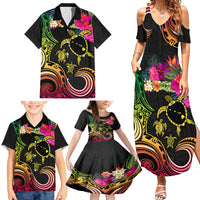 Hawaii Turtle Day Family Matching Summer Maxi Dress and Hawaiian Shirt Polynesian Tattoo and Hibiscus Flowers LT03 - Polynesian Pride