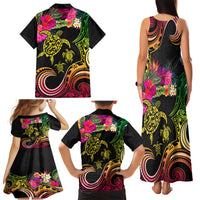 Hawaii Turtle Day Family Matching Tank Maxi Dress and Hawaiian Shirt Polynesian Tattoo and Hibiscus Flowers LT03 - Polynesian Pride