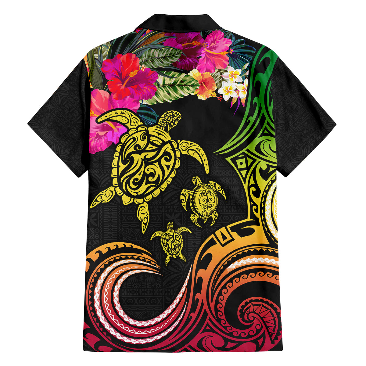 Hawaii Turtle Day Family Matching Tank Maxi Dress and Hawaiian Shirt Polynesian Tattoo and Hibiscus Flowers LT03 - Polynesian Pride