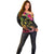 Hawaii Turtle Day Off Shoulder Sweater Polynesian Tattoo and Hibiscus Flowers