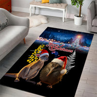 New Zealand and Australia Merry Christmas Area Rug Kiwi Bird and Kangaroo Xmas Vibe LT03 - Polynesian Pride