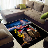 New Zealand and Australia Merry Christmas Area Rug Kiwi Bird and Kangaroo Xmas Vibe LT03 - Polynesian Pride