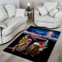 New Zealand and Australia Merry Christmas Area Rug Kiwi Bird and Kangaroo Xmas Vibe LT03 - Polynesian Pride