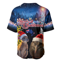 New Zealand and Australia Merry Christmas Baseball Jersey Kiwi Bird and Kangaroo Xmas Vibe LT03 - Polynesian Pride