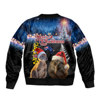 New Zealand and Australia Merry Christmas Bomber Jacket Kiwi Bird and Kangaroo Xmas Vibe LT03 - Polynesian Pride