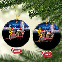 New Zealand and Australia Merry Christmas Ceramic Ornament Kiwi Bird and Kangaroo Xmas Vibe LT03 Circle Black - Polynesian Pride