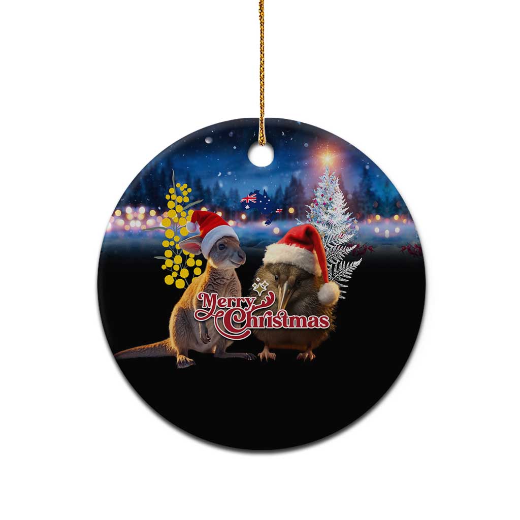 New Zealand and Australia Merry Christmas Ceramic Ornament Kiwi Bird and Kangaroo Xmas Vibe LT03 - Polynesian Pride