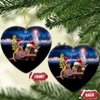 New Zealand and Australia Merry Christmas Ceramic Ornament Kiwi Bird and Kangaroo Xmas Vibe LT03 Heart Black - Polynesian Pride