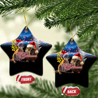 New Zealand and Australia Merry Christmas Ceramic Ornament Kiwi Bird and Kangaroo Xmas Vibe LT03 Star Black - Polynesian Pride