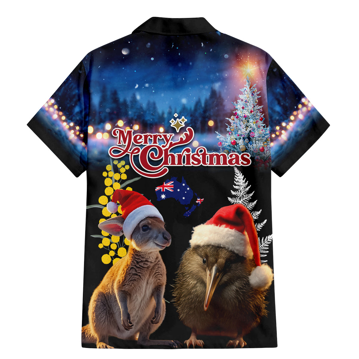 New Zealand and Australia Merry Christmas Family Matching Mermaid Dress and Hawaiian Shirt Kiwi Bird and Kangaroo Xmas Vibe LT03 - Polynesian Pride