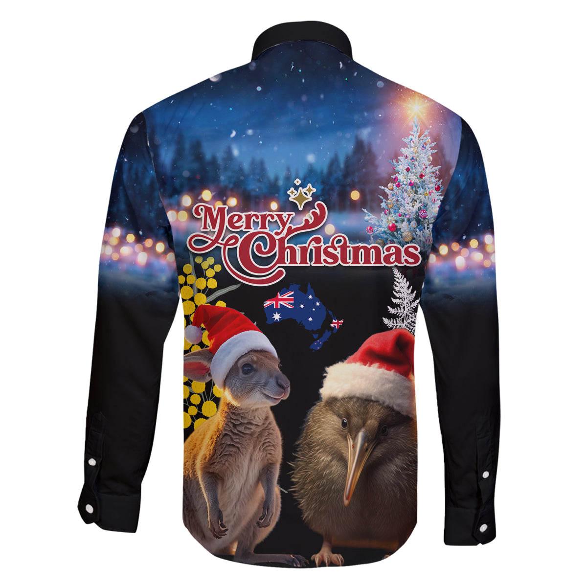 New Zealand and Australia Merry Christmas Family Matching Summer Maxi Dress and Hawaiian Shirt Kiwi Bird and Kangaroo Xmas Vibe LT03 - Polynesian Pride