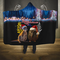 New Zealand and Australia Merry Christmas Hooded Blanket Kiwi Bird and Kangaroo Xmas Vibe LT03 One Size Black - Polynesian Pride