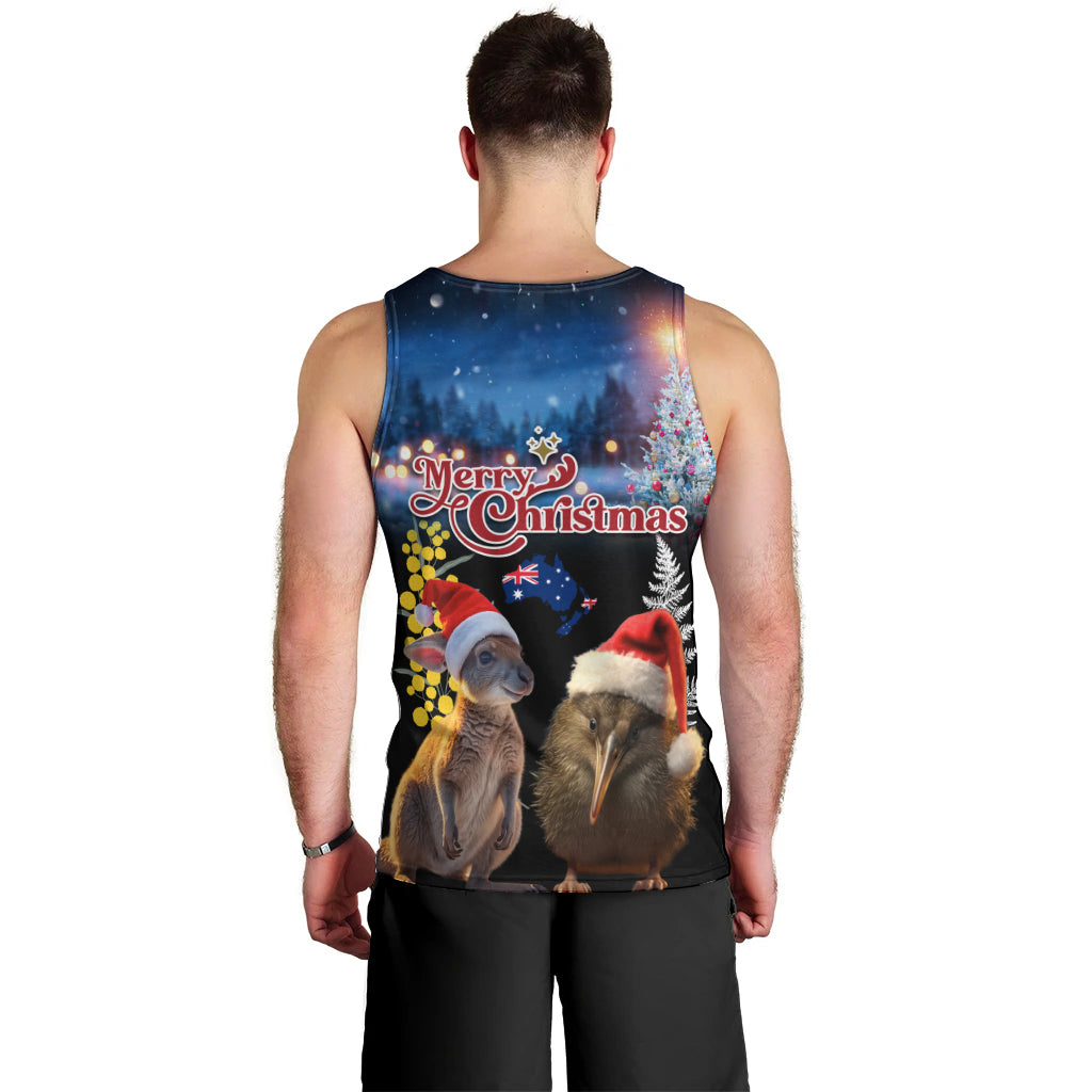 New Zealand and Australia Merry Christmas Men Tank Top Kiwi Bird and Kangaroo Xmas Vibe LT03 - Polynesian Pride