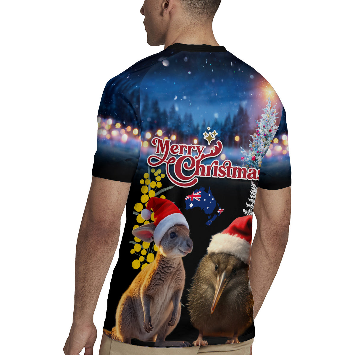 New Zealand and Australia Merry Christmas Rugby Jersey Kiwi Bird and Kangaroo Xmas Vibe LT03 - Polynesian Pride