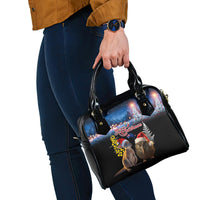 New Zealand and Australia Merry Christmas Shoulder Handbag Kiwi Bird and Kangaroo Xmas Vibe LT03 - Polynesian Pride