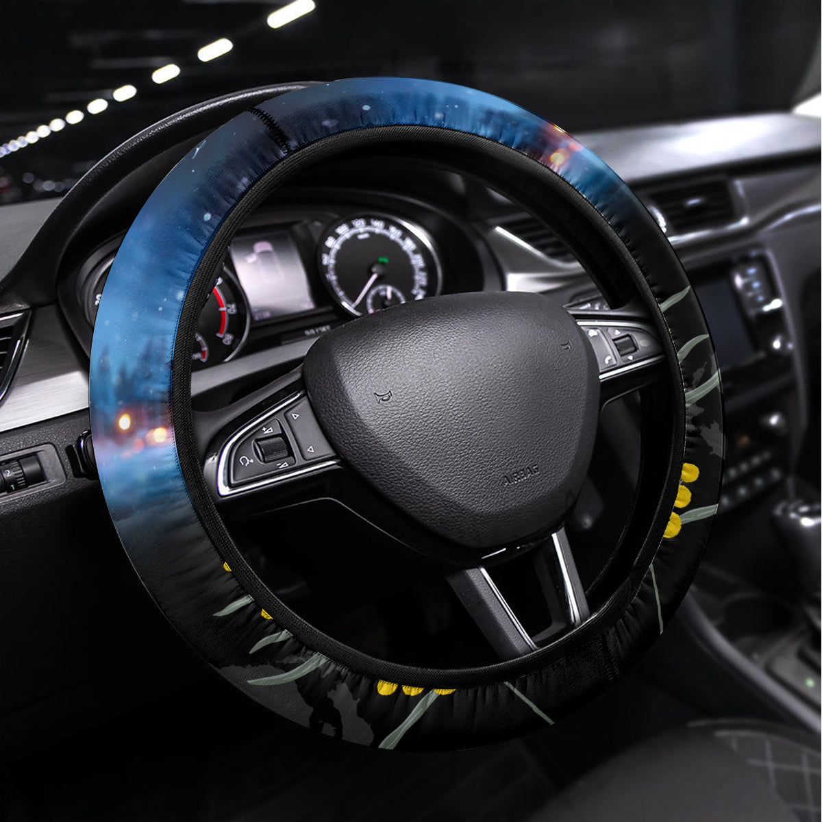 New Zealand and Australia Merry Christmas Steering Wheel Cover Kiwi Bird and Kangaroo Xmas Vibe LT03 Universal Fit Black - Polynesian Pride