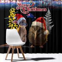 New Zealand and Australia Merry Christmas Window Curtain Kiwi Bird and Kangaroo Xmas Vibe LT03 - Polynesian Pride