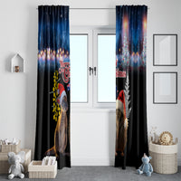 New Zealand and Australia Merry Christmas Window Curtain Kiwi Bird and Kangaroo Xmas Vibe LT03 - Polynesian Pride