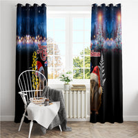 New Zealand and Australia Merry Christmas Window Curtain Kiwi Bird and Kangaroo Xmas Vibe LT03 - Polynesian Pride