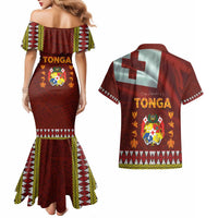 Tonga Independence Day Couples Matching Mermaid Dress and Hawaiian Shirt National Flag and Emblem with Ngatu Art Pattern LT03 - Polynesian Pride