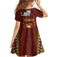 Tonga Independence Day Family Matching Off The Shoulder Long Sleeve Dress and Hawaiian Shirt National Flag and Emblem with Ngatu Art Pattern LT03 - Polynesian Pride