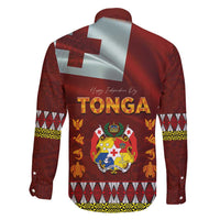 Tonga Independence Day Family Matching Off Shoulder Maxi Dress and Hawaiian Shirt National Flag and Emblem with Ngatu Art Pattern LT03 - Polynesian Pride