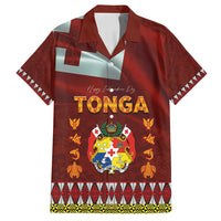 Tonga Independence Day Family Matching Off Shoulder Short Dress and Hawaiian Shirt National Flag and Emblem with Ngatu Art Pattern LT03 Dad's Shirt - Short Sleeve Red - Polynesian Pride