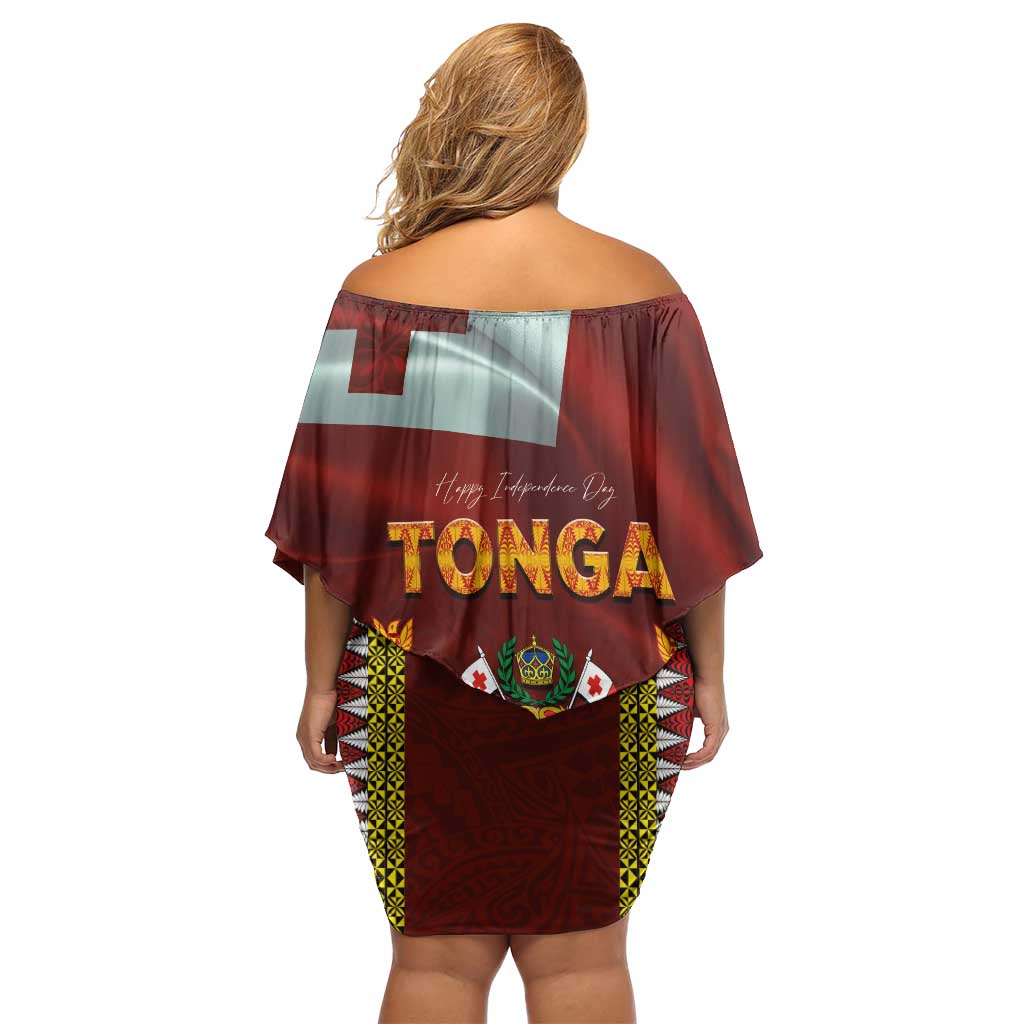 Tonga Independence Day Family Matching Off Shoulder Short Dress and Hawaiian Shirt National Flag and Emblem with Ngatu Art Pattern LT03 - Polynesian Pride