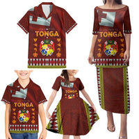 Tonga Independence Day Family Matching Puletasi and Hawaiian Shirt National Flag and Emblem with Ngatu Art Pattern LT03 - Polynesian Pride