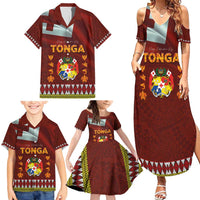 Tonga Independence Day Family Matching Summer Maxi Dress and Hawaiian Shirt National Flag and Emblem with Ngatu Art Pattern LT03 - Polynesian Pride