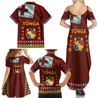 Tonga Independence Day Family Matching Summer Maxi Dress and Hawaiian Shirt National Flag and Emblem with Ngatu Art Pattern LT03 - Polynesian Pride