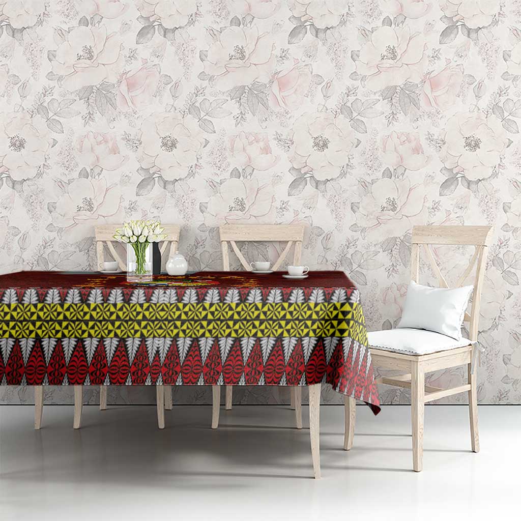 Tonga Independence Day Tablecloth National Flag and Emblem with Ngatu Art Pattern
