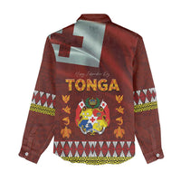 Tonga Independence Day Women Casual Shirt National Flag and Emblem with Ngatu Art Pattern LT03 - Polynesian Pride