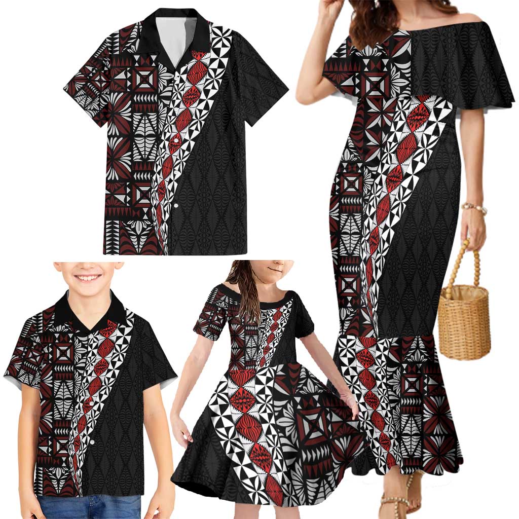 Tonga Ngatu Art Tattoo Polynesian Family Matching Mermaid Dress and Hawaiian Shirt LT03 - Polynesian Pride