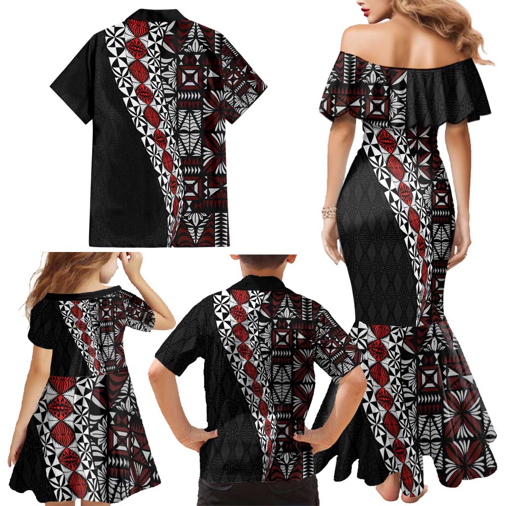 Tonga Ngatu Art Tattoo Polynesian Family Matching Mermaid Dress and Hawaiian Shirt LT03 - Polynesian Pride
