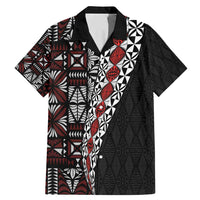 Tonga Ngatu Art Tattoo Polynesian Family Matching Mermaid Dress and Hawaiian Shirt LT03 Dad's Shirt - Short Sleeve Black - Polynesian Pride