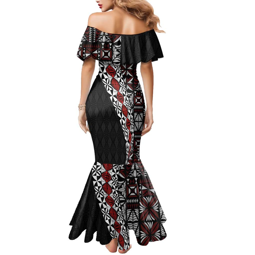 Tonga Ngatu Art Tattoo Polynesian Family Matching Mermaid Dress and Hawaiian Shirt LT03 - Polynesian Pride