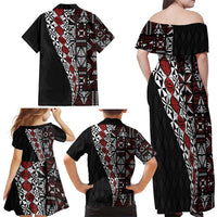 Tonga Ngatu Art Tattoo Polynesian Family Matching Off Shoulder Maxi Dress and Hawaiian Shirt LT03 - Polynesian Pride