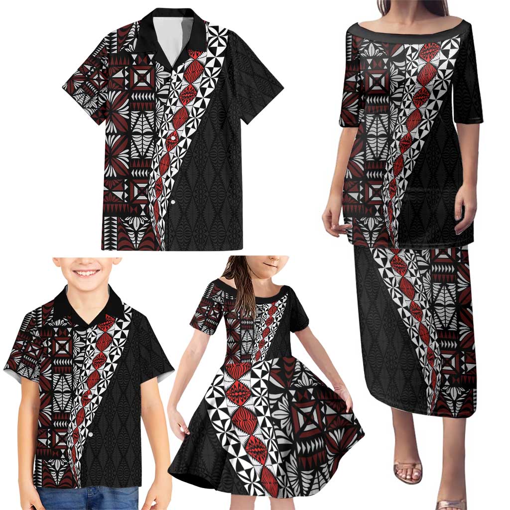 Tonga Ngatu Art Tattoo Polynesian Family Matching Puletasi and Hawaiian Shirt LT03 - Polynesian Pride
