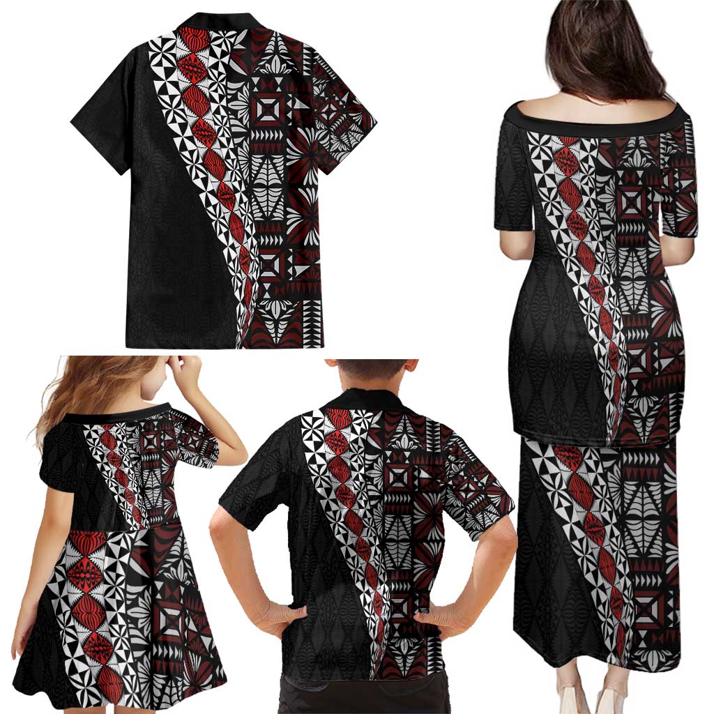 Tonga Ngatu Art Tattoo Polynesian Family Matching Puletasi and Hawaiian Shirt LT03 - Polynesian Pride