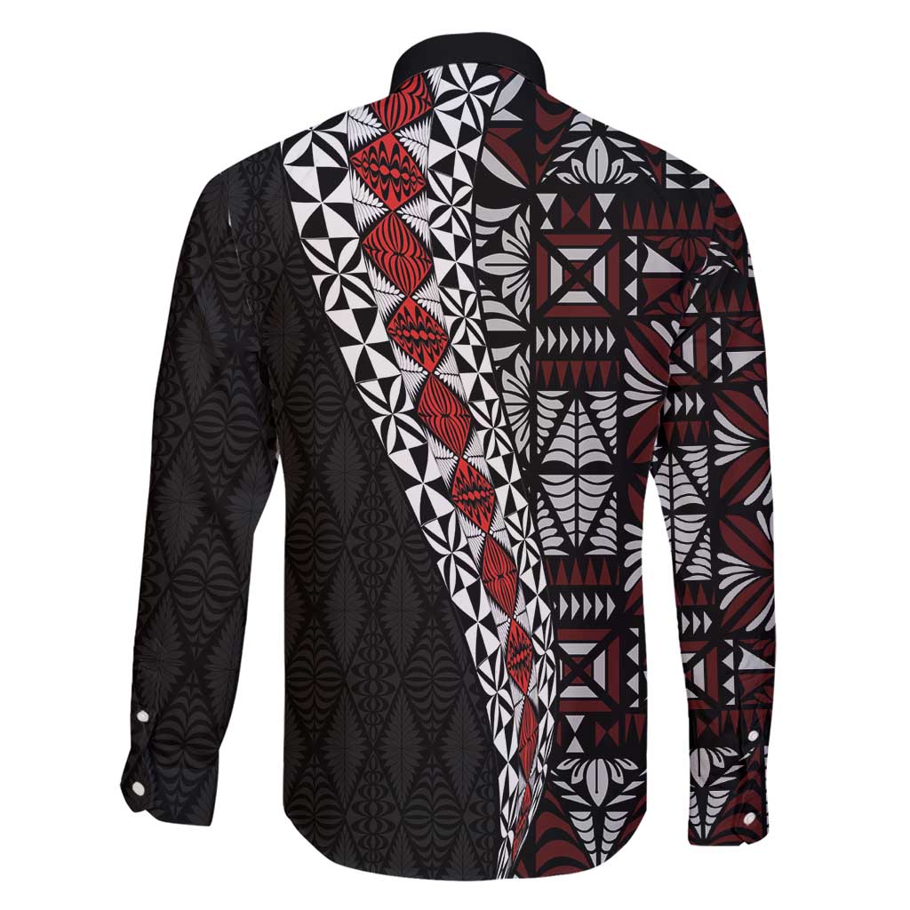 Tonga Ngatu Art Tattoo Polynesian Family Matching Short Sleeve Bodycon Dress and Hawaiian Shirt LT03 - Polynesian Pride
