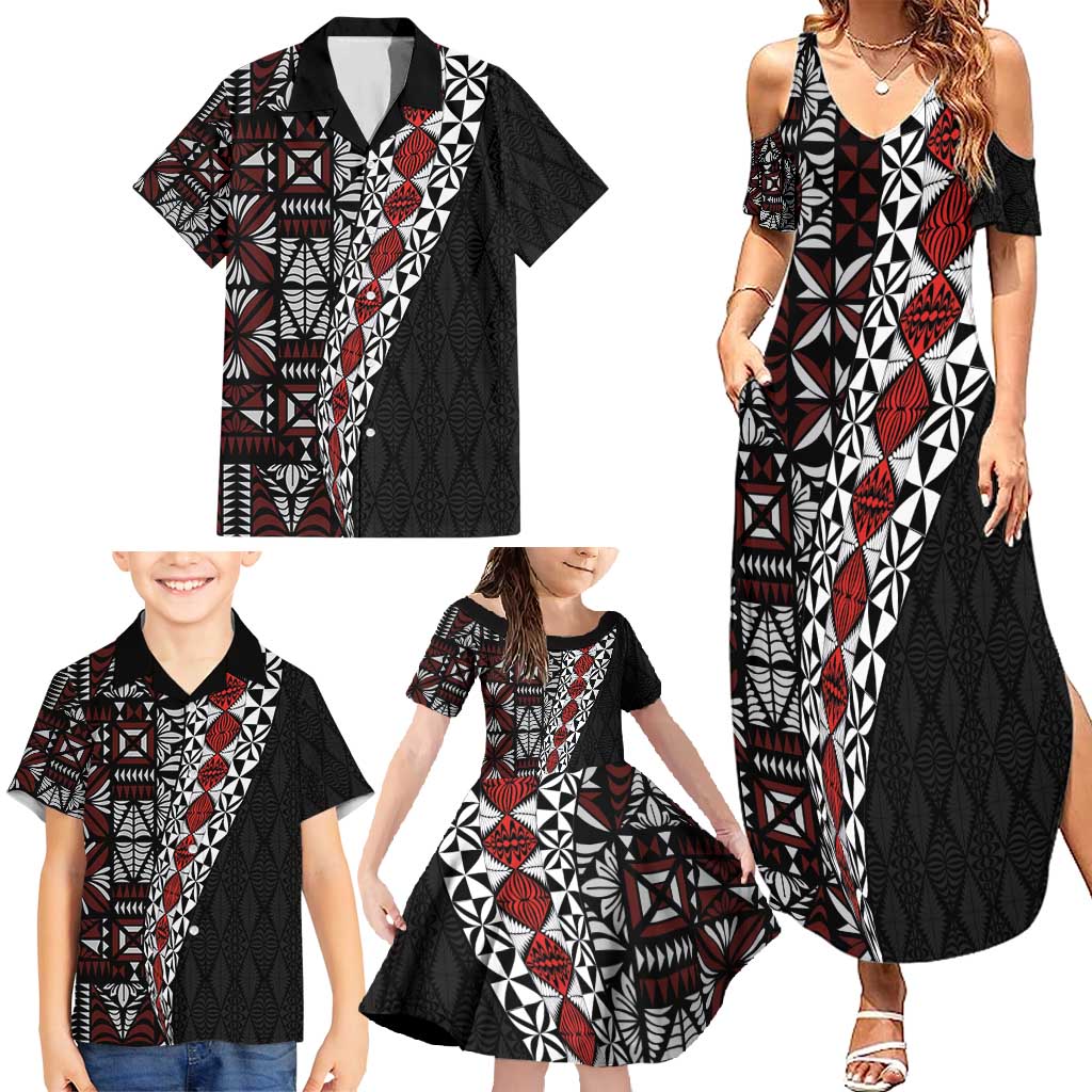 Tonga Ngatu Art Tattoo Polynesian Family Matching Summer Maxi Dress and Hawaiian Shirt LT03 - Polynesian Pride