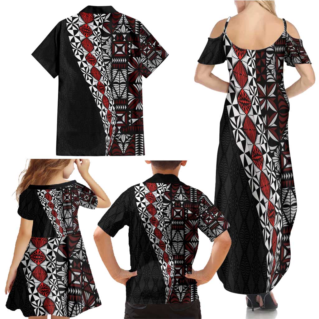 Tonga Ngatu Art Tattoo Polynesian Family Matching Summer Maxi Dress and Hawaiian Shirt LT03 - Polynesian Pride