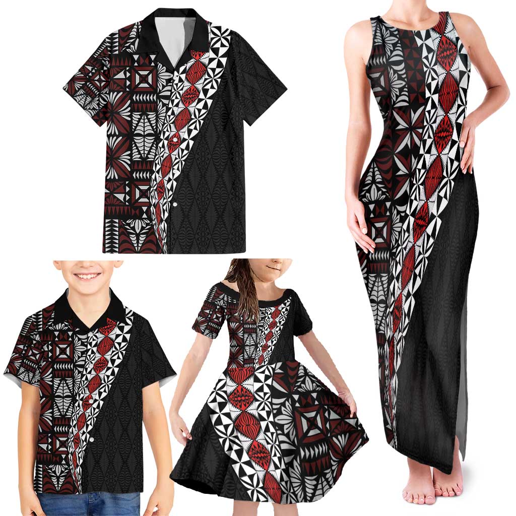 Tonga Ngatu Art Tattoo Polynesian Family Matching Tank Maxi Dress and Hawaiian Shirt LT03 - Polynesian Pride
