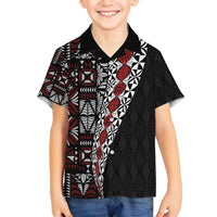 Tonga Ngatu Art Tattoo Polynesian Family Matching Tank Maxi Dress and Hawaiian Shirt LT03 Son's Shirt Black - Polynesian Pride