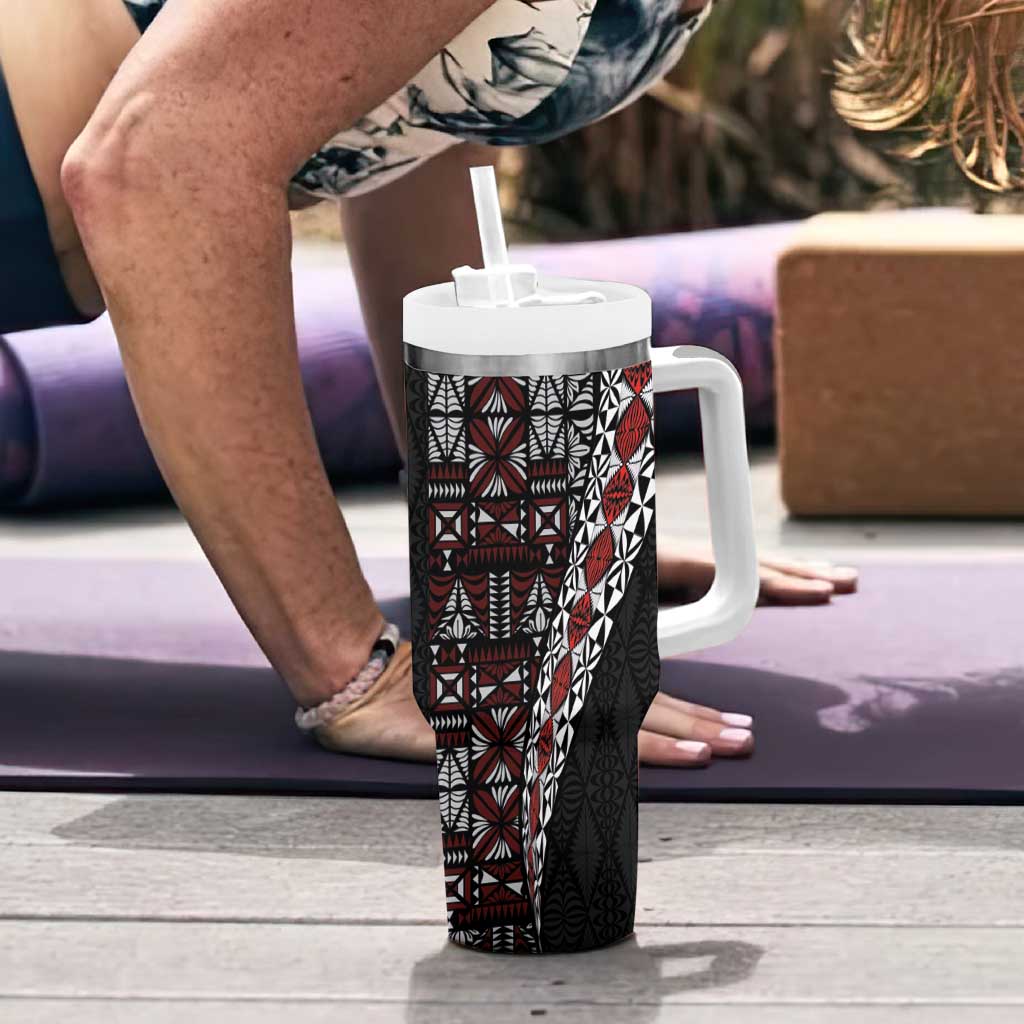 Tonga Ngatu Art Tattoo Polynesian Tumbler With Handle