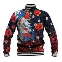 Hawaiian and Japanese Together Baseball Jacket Hibiscus and Koi Fish Polynesian Pattern Colorful Style LT03 - Polynesian Pride