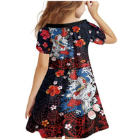 Hawaiian and Japanese Together Family Matching Mermaid Dress and Hawaiian Shirt Hibiscus and Koi Fish Polynesian Pattern Colorful Style LT03 - Polynesian Pride