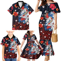Hawaiian and Japanese Together Family Matching Mermaid Dress and Hawaiian Shirt Hibiscus and Koi Fish Polynesian Pattern Colorful Style LT03 - Polynesian Pride