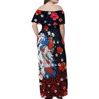 Hawaiian and Japanese Together Family Matching Off Shoulder Maxi Dress and Hawaiian Shirt Hibiscus and Koi Fish Polynesian Pattern Colorful Style LT03 - Polynesian Pride